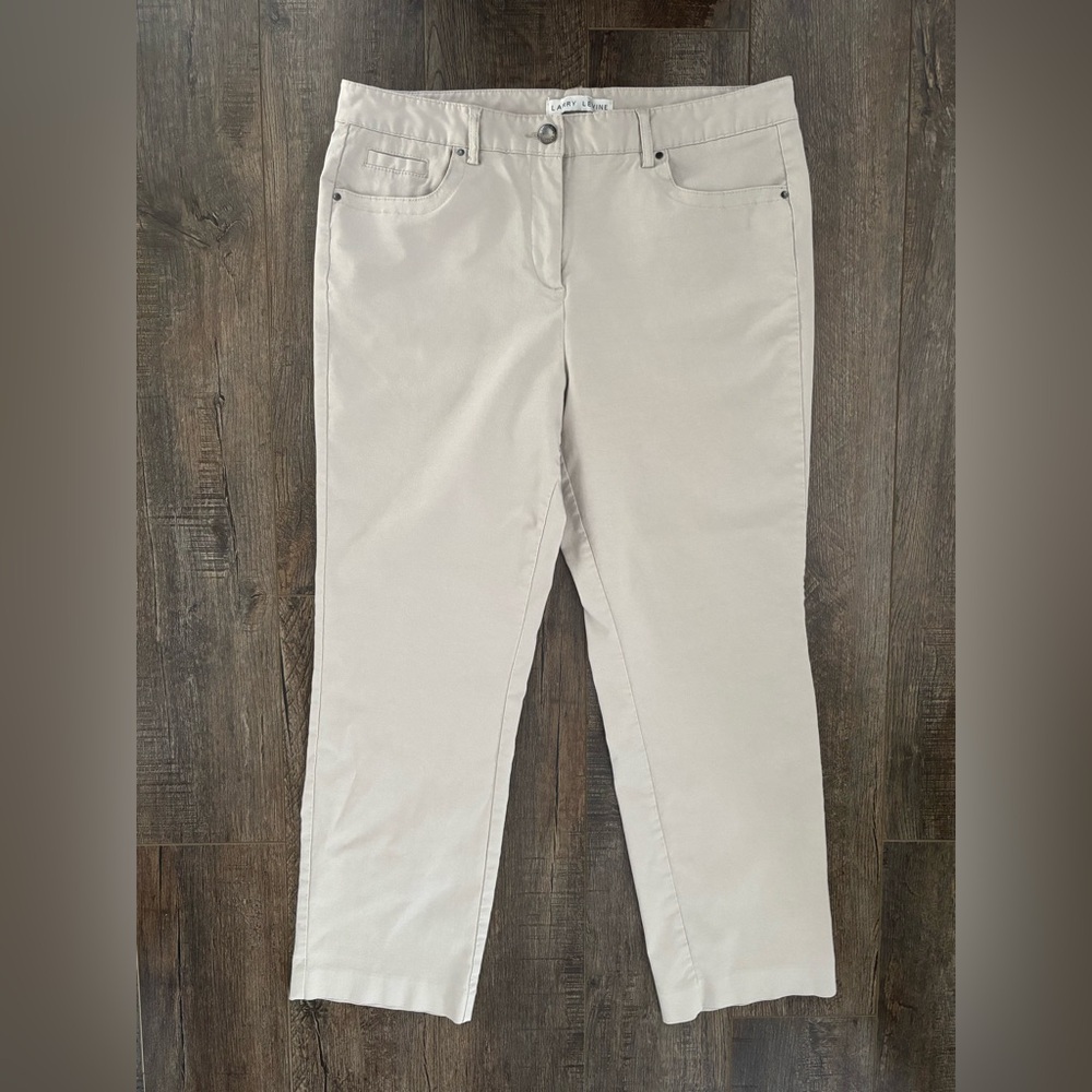 Larry Levine Size 12 Tan Stretch Straight Leg Slacks